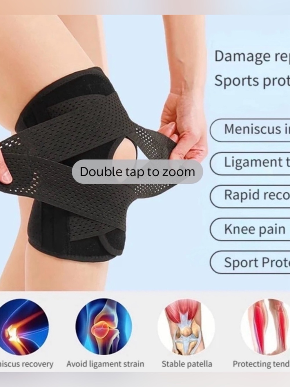 Adjustable Black Knee Support Brace with Patella Stabilizer